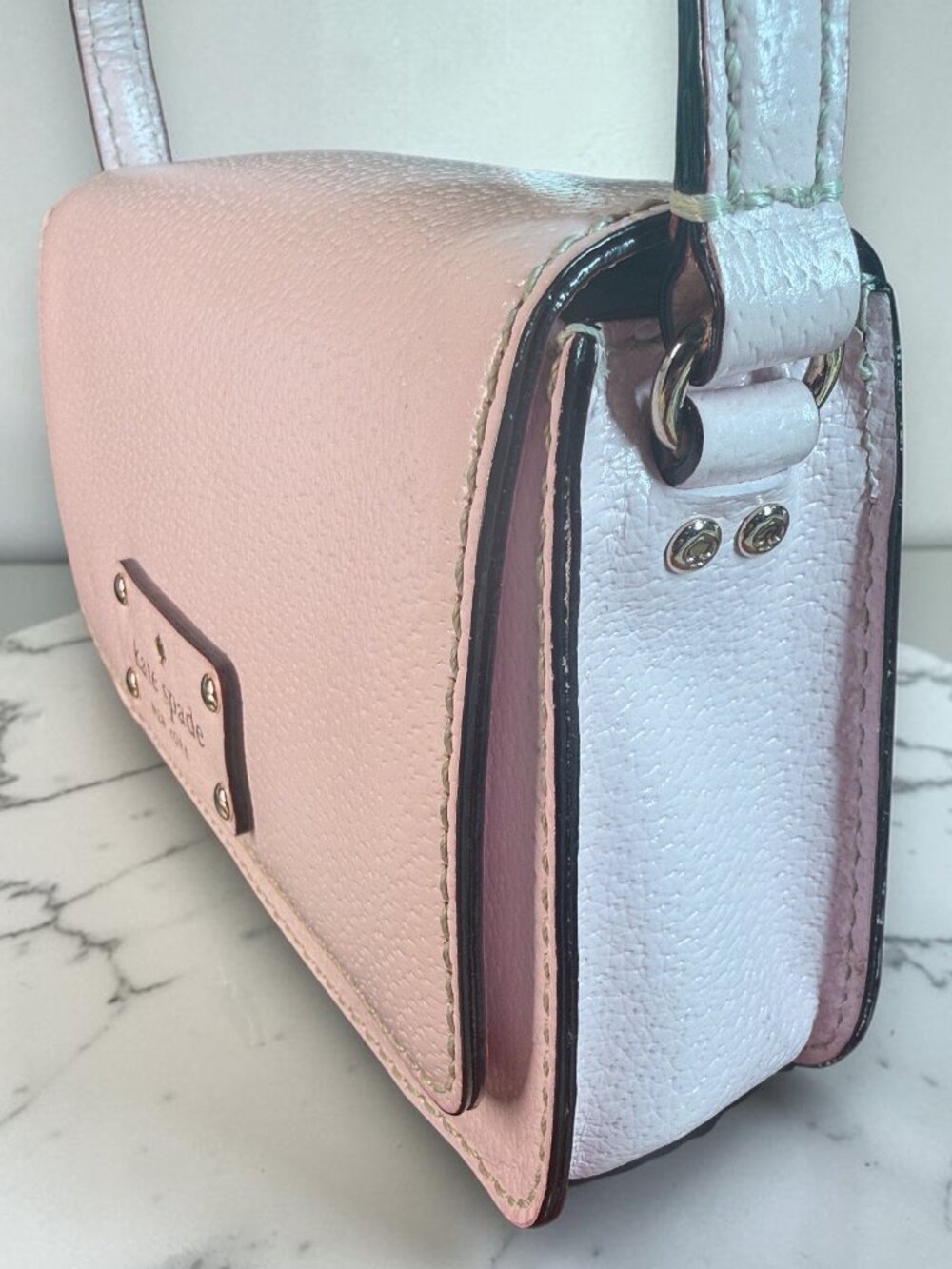 Kate Spade Wellesley Fynn "Ballet Slipper Pink" Leather Crossbody Bag - Picture 5 of 13